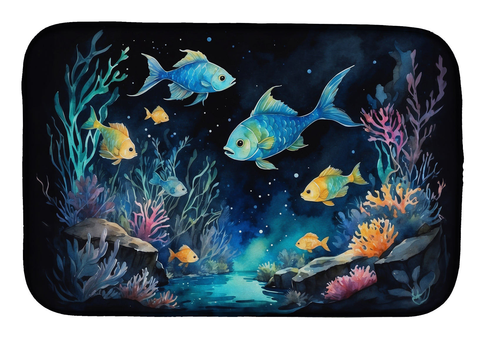 Bioluminescent Fish Dish Drying Mat
